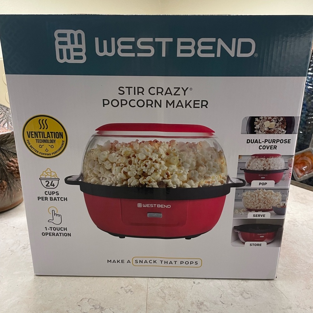Never been used/opened!! Red popcorn maker